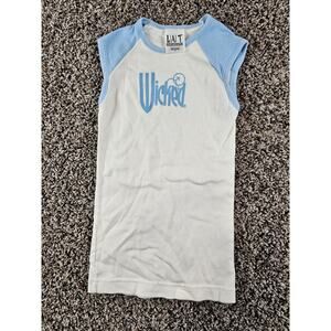 Vintage Wicked adult Entertainment Womens Sz S Short Sleeve T Shirt White Blue